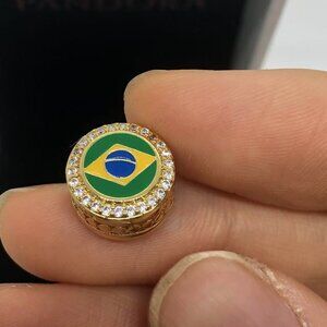 ✨🔥Pandora Brazil Flag Exclusive Charm S925 Sterling Silver Jewelry